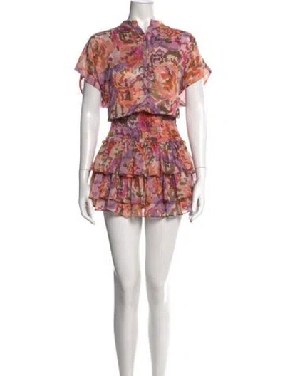 Pre-owned Misa Floral Print Mini Dress In Orange