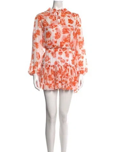 Pre-owned Misa Floral Print Mini Dress In Orange
