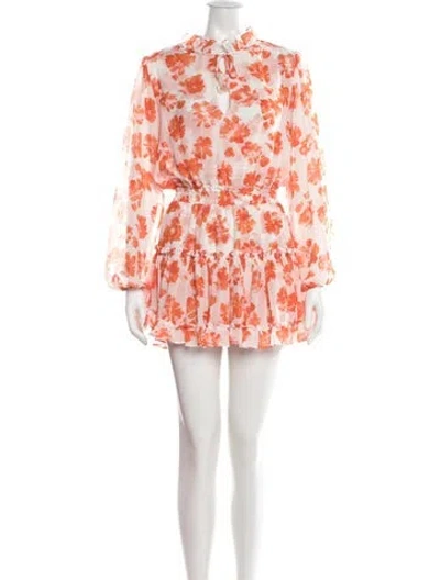 Pre-owned Misa Floral Print Mini Dress In Orange