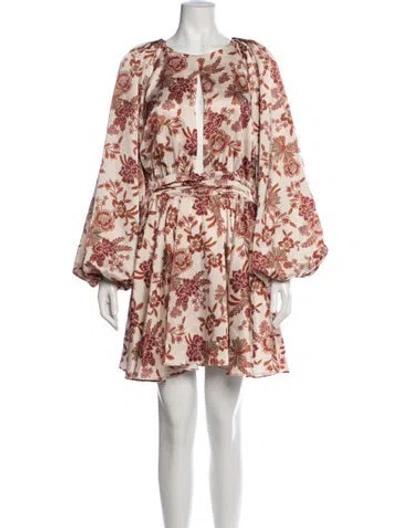 Pre-owned Misa Floral Print Mini Dress In Orange
