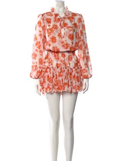 Pre-owned Misa Floral Print Mini Dress In Orange