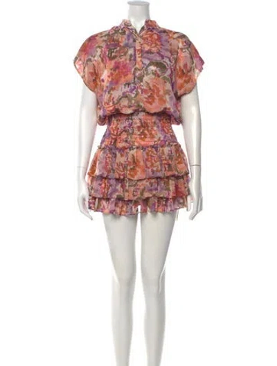 Pre-owned Misa Floral Print Mini Dress In Orange