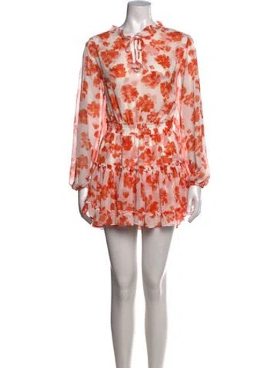 Pre-owned Misa Floral Print Mini Dress In Orange