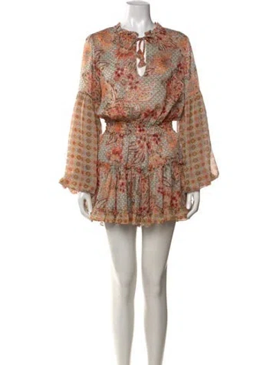 Pre-owned Misa Floral Print Mini Dress In Orange