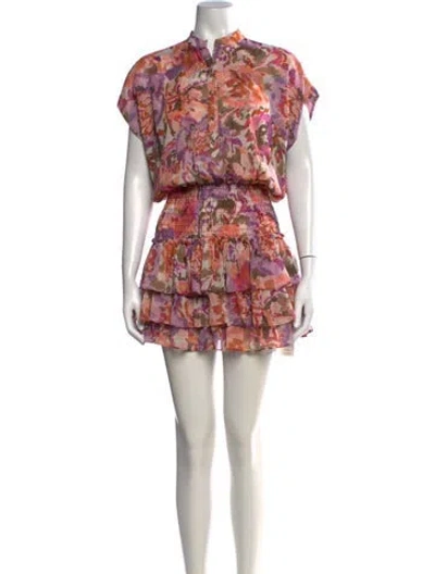 Pre-owned Misa Floral Print Mini Dress In Orange