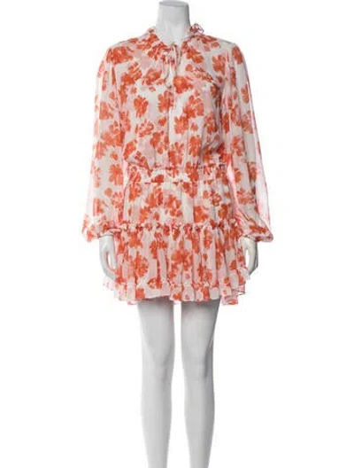 Pre-owned Misa Floral Print Mini Dress In Orange