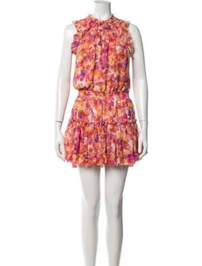 Pre-owned Misa Floral Print Mini Dress In Orange/pink