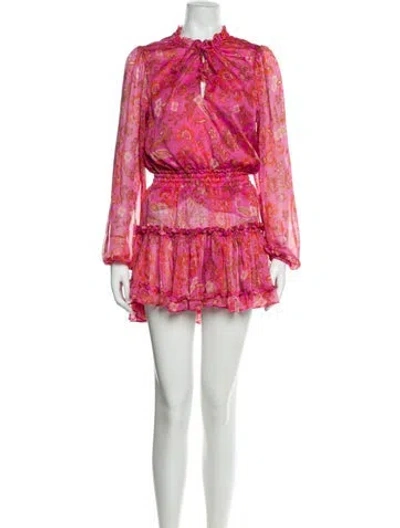Pre-owned Misa Floral Print Mini Dress In Pink