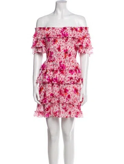 Pre-owned Misa Floral Print Mini Dress In Pink