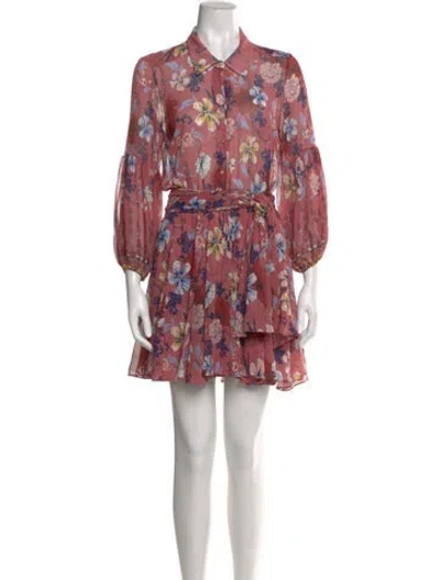 Pre-owned Misa Floral Print Mini Dress In Pink