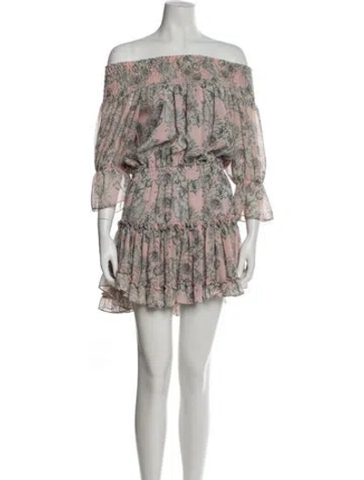 Pre-owned Misa Floral Print Mini Dress In Pink