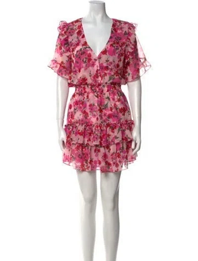 Pre-owned Misa Floral Print Mini Dress In Pink