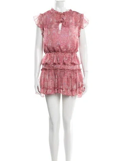 Pre-owned Misa Floral Print Mini Dress In Pink