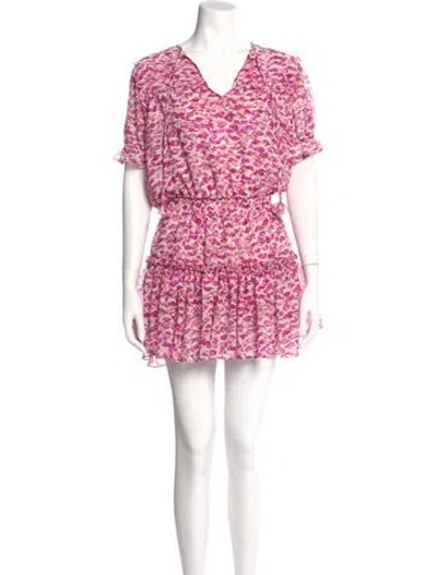 Pre-owned Misa Floral Print Mini Dress In Pink