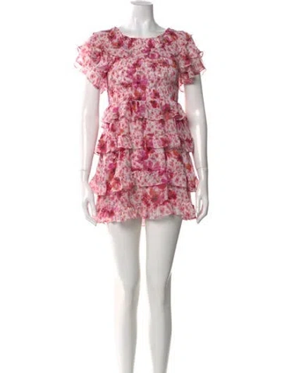 Pre-owned Misa Floral Print Mini Dress In Pink
