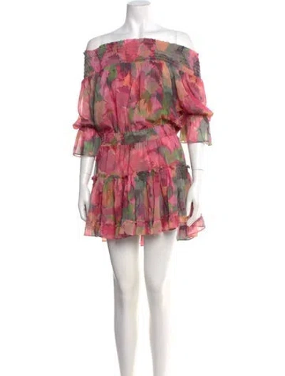 Pre-owned Misa Floral Print Mini Dress In Pink