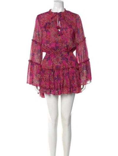 Pre-owned Misa Floral Print Mini Dress In Pink