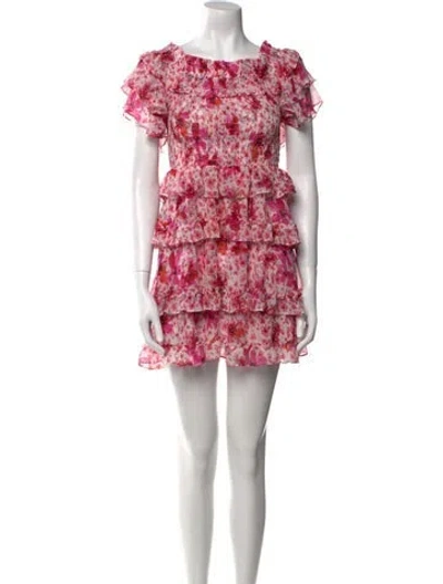 Pre-owned Misa Floral Print Mini Dress In Pink