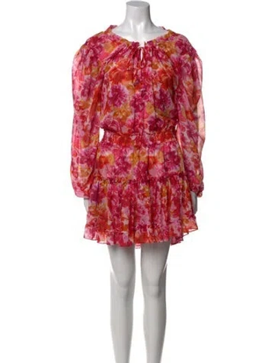 Pre-owned Misa Floral Print Mini Dress In Pink