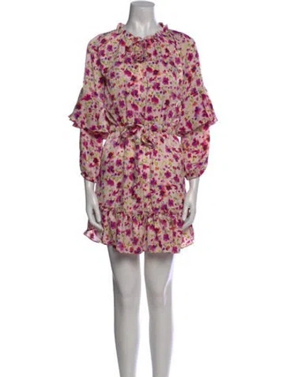 Pre-owned Misa Floral Print Mini Dress In Pink