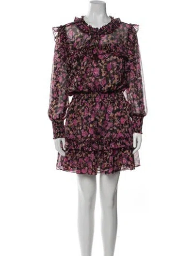 Pre-owned Misa Floral Print Mini Dress In Pink
