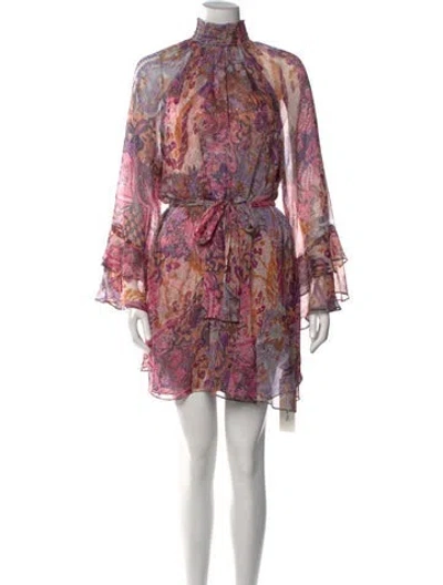 Pre-owned Misa Floral Print Mini Dress In Pink