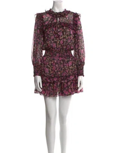 Pre-owned Misa Floral Print Mini Dress In Pink