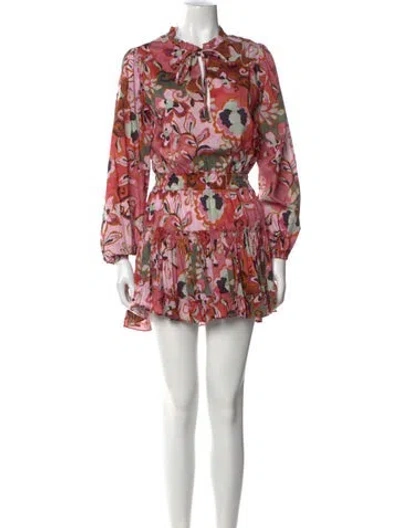 Pre-owned Misa Floral Print Mini Dress In Pink
