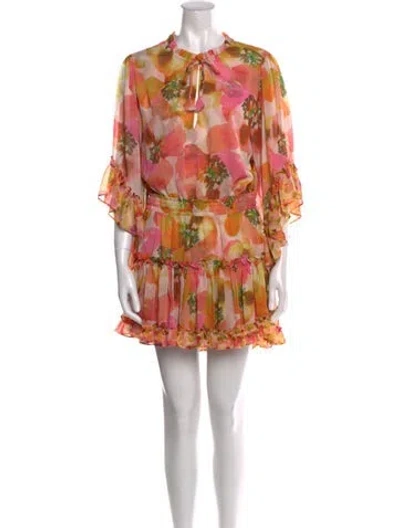Pre-owned Misa Floral Print Mini Dress In Pink