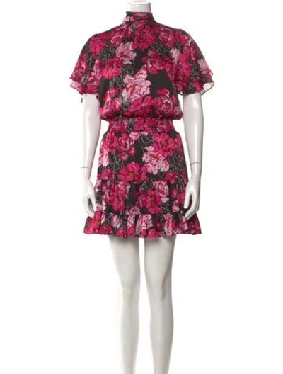 Pre-owned Misa Floral Print Mini Dress In Pink