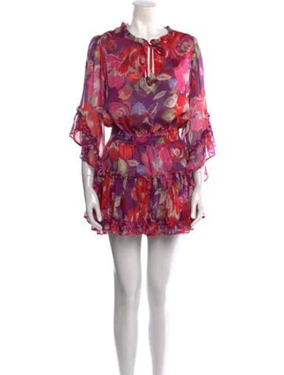 Pre-owned Misa Floral Print Mini Dress In Pink