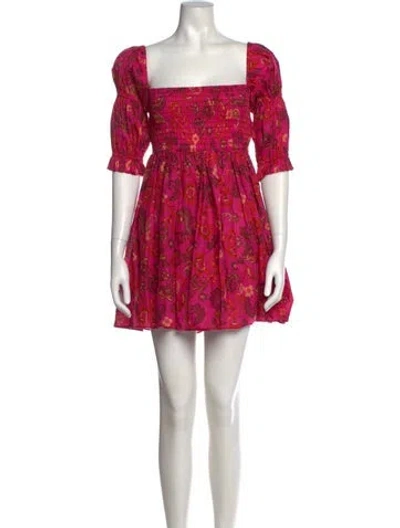 Pre-owned Misa Floral Print Mini Dress In Pink