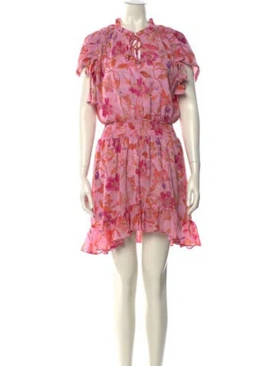 Pre-owned Misa Floral Print Mini Dress In Pink