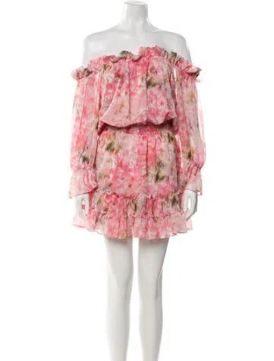 Pre-owned Misa Floral Print Mini Dress In Pink