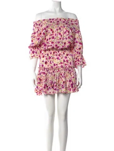 Pre-owned Misa Floral Print Mini Dress In Pink