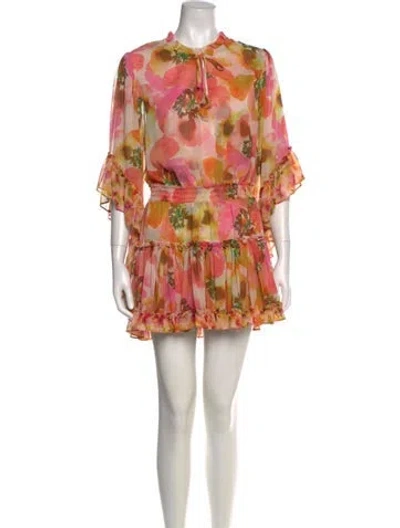 Pre-owned Misa Floral Print Mini Dress In Pink