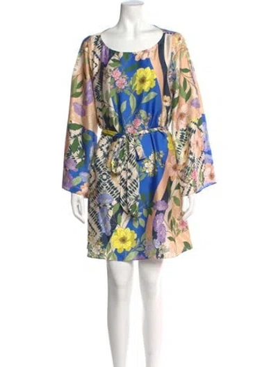 Pre-owned Misa Floral Print Mini Dress In Pink