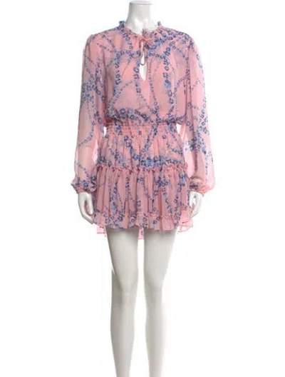 Pre-owned Misa Floral Print Mini Dress In Pink