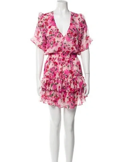 Pre-owned Misa Floral Print Mini Dress In Pink