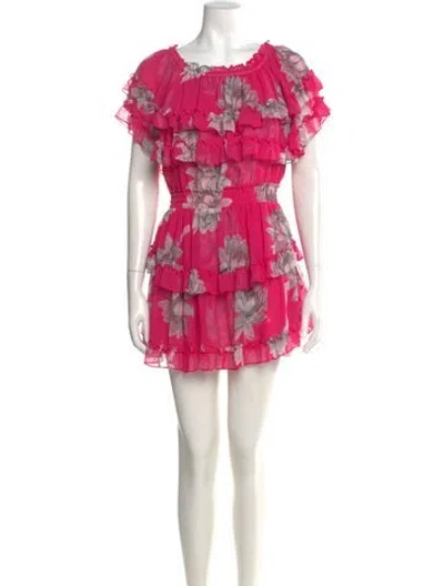 Pre-owned Misa Floral Print Mini Dress In Pink