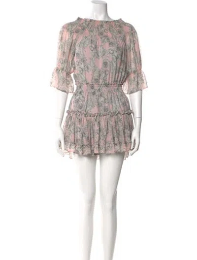Pre-owned Misa Floral Print Mini Dress In Pink
