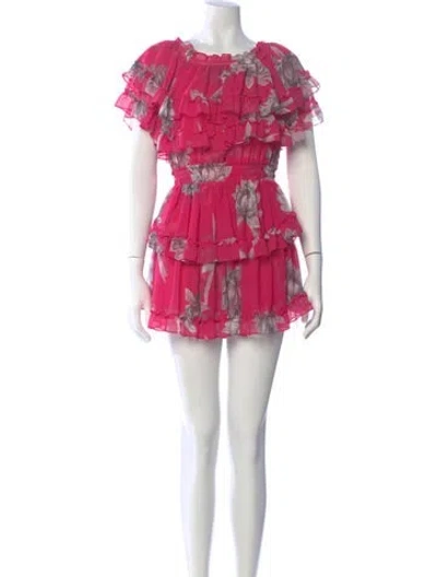 Pre-owned Misa Floral Print Mini Dress In Pink