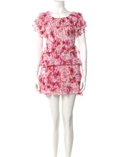 Pre-owned Misa Floral Print Mini Dress In Pink