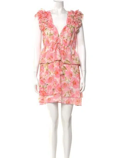 Pre-owned Misa Floral Print Mini Dress In Pink