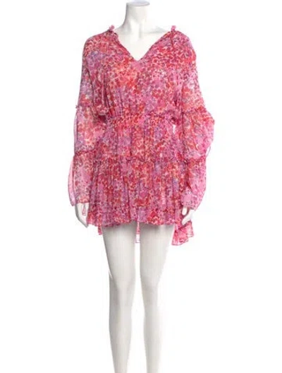 Pre-owned Misa Floral Print Mini Dress In Pink