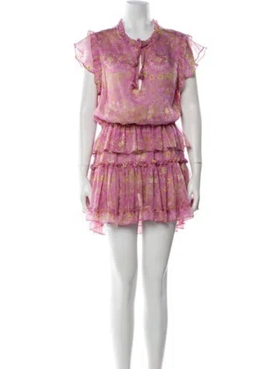 Pre-owned Misa Floral Print Mini Dress In Pink
