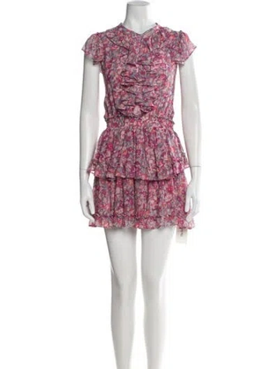 Pre-owned Misa Floral Print Mini Dress In Pink