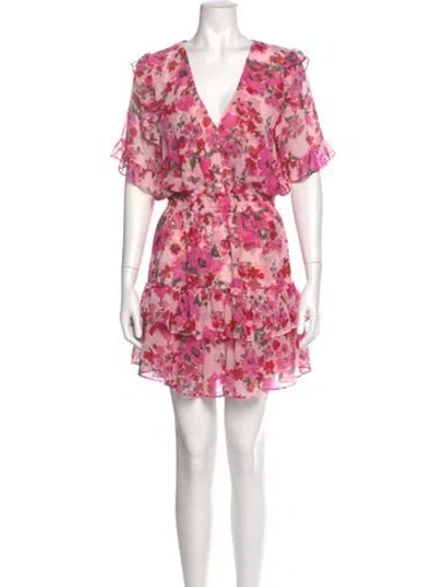 Pre-owned Misa Floral Print Mini Dress In Pink