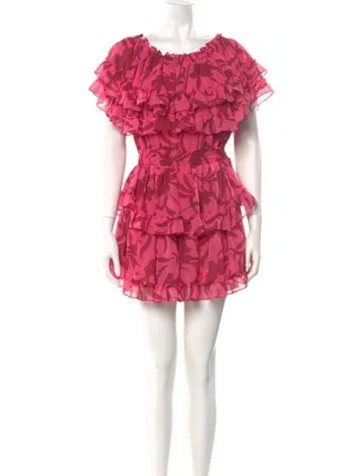 Pre-owned Misa Floral Print Mini Dress In Pink