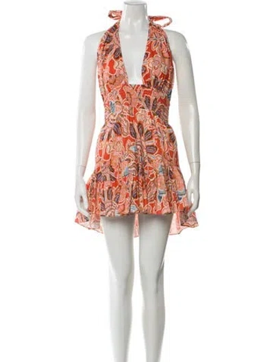 Pre-owned Misa Floral Print Mini Dress In Pink